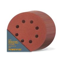 Discos de lixar POWERTEC 5", 8 furos, gancho e laço, pacote com 75 Discos de lixar POWERTEC 5", 8 furos, gancho e laço, pacote com 75