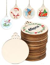 Discos de madeira com furos, 40 unidades para artesanato, enfeites de Natal