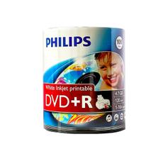 Discos DVD+R Philips White Inkjet Hub imprimível 4,7 GB x100