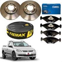 Discos E Pastilhas Saveiro Pick-Up G4 1.6 1.8 8v 2006 2007 2008 2009 2010 2011 2012 2013 Original Fremax Cobreq