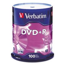 Discos em branco DVD+R Verbatim AZO Dye 4,7 GB 16X - 100 discos Discos em branco DVD+R Verbatim AZO Dye 4,7 GB 16X - 100 discos