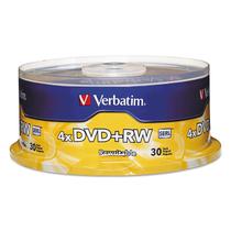 Discos em branco DVD+RW Verbatim 4,7 GB, graváveis em 4X - 30 unidades