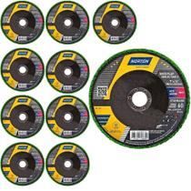 Discos Flap 7 POL Grão 60 Fibra com 10 Unidades R244 NORTON