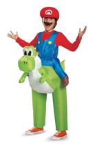 Disfarce de Mario Riding Yoshi Child com macacão inflável
