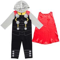 Disfraz con cierre y capa de Thor para niño pequeño Marvel, talla 4T Disfraz con cierre y capa de Thor para niño pequeño Marvel, talla 4T