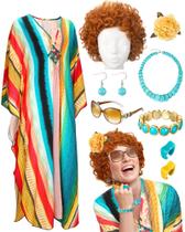 Disfraz de Casera Velmitten con Caftán y Peluca Rizada para Halloween Disfraz de Casera Velmitten con Caftán y Peluca Rizada para Halloween