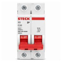 Disjuntor Din Bifasico Bipolar Duplo C 20A Steck Disjuntor Din Bifasico Bipolar Duplo C 20A Steck