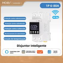Disjuntor Inteligente WiFi 80A Tuya Alexa À Prova De Fogo V0 Monitor De Eletricidade Alarme
