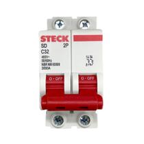 Disjuntor Steck Bipolar Duplo Curva C 10a, 16a, 20a, 25a, 32a, 40a, 50a, 63a