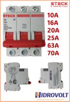 Disjuntor Steck Tripolar 10a 16a 20a 25a 63a 70a Curva C Amperagem:63A Disjuntor Steck Tripolar 10a 16a 20a 25a 63a 70a Curva C Amperagem:63A