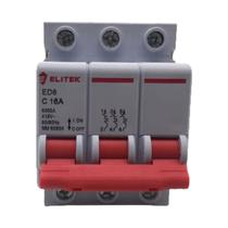 Disjuntor Tripolar 16A 3P Curva C 4kA Elitek