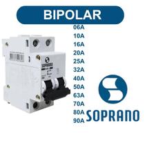 Disjuntores Bipolar SHB II 6A a 90A Curva C SOPRANO