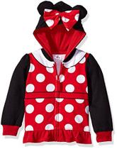 Disney baby girls Minnie Mouse Costume Zip-up Hoodie Hoodie Hooded Sweatshirt, Preto/Vermelho, 4T EUA