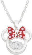 Disney Birthstone Women and Girls Jewely Minnie Mouse Silver Plated Shaker Pendant Necklace