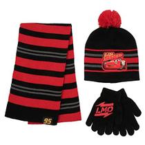 Disney boys Disney Winter Hat, Scarf, and Kids Gloves Or Mittens, Lightning Mcqueen Baby Beanie for Toddler Cold Weather Hat, Red/Black (Glove Set), 4-7 Anos EUA