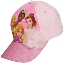 Disney Frozen Elsa e Anna Cotton Baseball Cap com Glitter Pom, Size Age 2-4, Princesa Rosa
