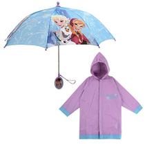 Disney girls Frozen Kids Umbrella and Slicker, Elsa and Anna Rainwear Set para idade 2-7 Umbrella, Light Purple, LARGE 6-7 EUA