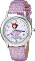 Disney Girls Princess Sofia Inoxidável Aço Analógico-Quartzo relógio com cinta sintética de couro, roxo, 15 (Modelo: WDS000269)