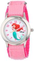 Disney Kids' W000958 Ariel Relógio de Aço Inoxidável com Banda de Nylon Rosa