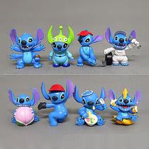 Disney-lilo &amp 8pcs/lot Stitch Pvc Doll Modelo Desktop Dec