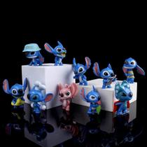 Disney Lilo E Stitch Anime Figuras Conjunto 10 Pçs Adorável Ponto Mão Modelo Brinquedos Decoração