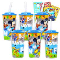 Disney Mickey Mouse Sippy Cup Set - 6 Pack Mickey Tumbler com pacote de palha com adesivos Mickey e muito mais (Mickey Cup para crianças adultas)