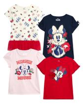 Disney Minnie Mouse Kit com 4 Camisetas de Manga Curta para Meninas 4T Disney Minnie Mouse Kit com 4 Camisetas de Manga Curta para Meninas 4T