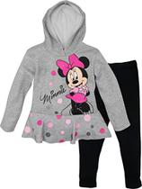 Disney Minnie Mouse Toddler Girls' 2-Piece Fleece Ruffle Hoodie & Legging Set, Cinza 3T
