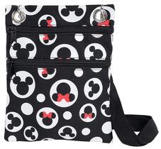 Disney Passport Crossbody Bag Mickey & Minnie Icon Print Travel Preto (Multicolor)