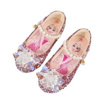 Disney princesa elsa sapatos para meninas, sola macia, cristal, brilhante, rosa e azul, para o verão
