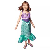 Disney Princess Ariel Fantasia de Vestido para Meninas, Perfeito para Festa, Halloween ou Fingir Brincar De Vestir-se