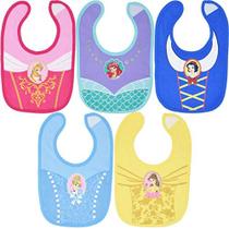 Disney Princess Baby Girls 5 Pack Bibs Belle Cinderella Branca de Neve Ariel Infant
