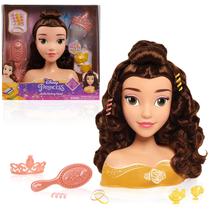 Disney Princess Belle Styling Head, Cabelo Castanho, 10 Peça Pretend Play Set, A Bela e a Fera, por Just Play