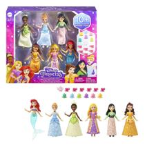 Disney Princess Toys, 6 bonecas pequenas posáveis com espumante