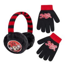 Disney Toddler Winter Earmuffs and Kids Gloves, Minnie Mouse Ear Warmers, Black, Little Girls, Ages 4-7