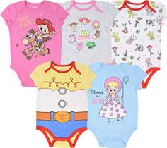 Disney Toy Story Baby Girls 5 Pack Bodysuits Jessie Bo Peep Buzz Woody 0-3 Meses