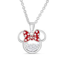 Disney Women and Girls Birthstone Jewely, Minnie Mouse October Branco Sintético Opal Shaker Pendant Necklace, Silver Plated, 18+2" Extender