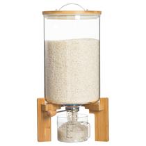 Dispensador de arroz HBlife Glass 8L com suporte de madeira e copo medidor Dispensador de arroz HBlife Glass 8L com suporte de madeira e copo medidor