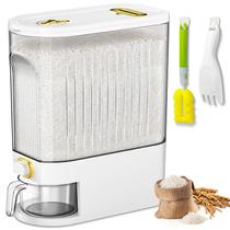 Dispensador de arroz Lenwi de 10 kg para armazenamento grande de alimentos secos branco