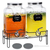 Dispensador de bebidas de vidro Moretoes 7,6 L, pacote com 2 unidades com suporte