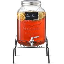 Dispensador de bebidas NETANY de vidro de 2 galões com suporte e tampa Dispensador de bebidas NETANY de vidro de 2 galões com suporte e tampa