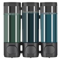 Dispensador de chuveiro Pollock de 3 câmaras 900mL para shampoo preto