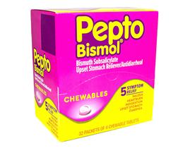 Dispensador de comprimidos mastigáveis Pepto Bismol 32 pacotes de 4