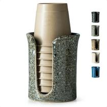 Dispensador de copos de banheiro de cerâmica YHOJOY para copos Dixie de 90 mL Dispensador de copos de banheiro de cerâmica YHOJOY para copos Dixie de 90 mL