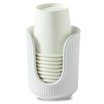 Dispensador de copos Dobbyby Ceramic Bathroom para copos de 90-120 ml brancos Dispensador de copos Dobbyby Ceramic Bathroom para copos de 90-120 ml brancos