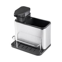 Dispensador De Detergente De Cozinha Compacto Em Aço Inoxidável Suporte Para Esponja Organizador De Dispensador De Detergente De Cozinha Compacto Em Aço Inoxidável Suporte Para Esponja Organizador De