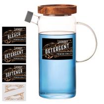 Dispensador de detergente para roupa GizmoWonders Glass 950 ml com bambu