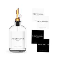 Dispensador de enxaguatório bucal WASHEE Recipiente de vidro 375mL com etiquetas