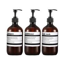 Dispensador De Gel De Banho De Shampoo Âmbar 3 Unidades De Garrafa Vazia Com Bomba Para
