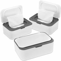 Dispensador de lenços umedecidos para bebês NOVWANG Keeps Fresh, pacote com 3 unidades, cinza